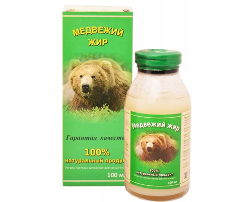 МЕДВЕЖИЙ жир, жир бурого медведя, натуральный 100%, ИП Белов, Ивановская область, 100 мл СТЕКЛО